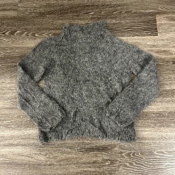 Gudrun & Gudrun Suri Alpaca Wool Grey Fuzzy Turtleneck Sweater L Made in Peru - Picture 3 of 12